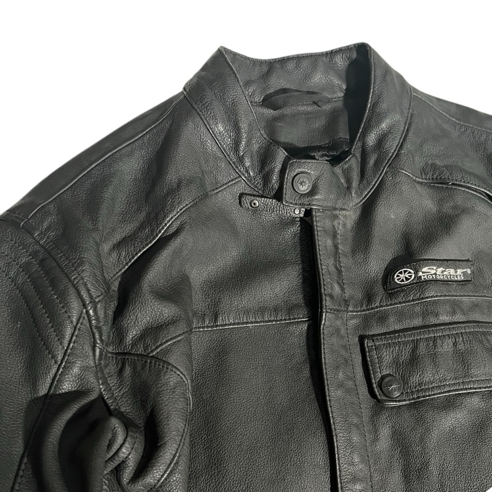Star Yamaha Leather Motorcycle Jacket Men's X-Large w/ Liner Heavy Durable - Picture 7 of 10